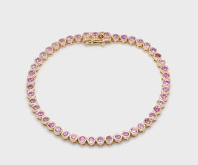 4 Carat Natural Pink Sapphire Bezel-Set Tennis Bracelet in 14K Gold