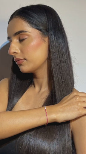 Natural Ruby & Diamond 50-50 Tennis Bracelet in 14K/18K Rose Gold