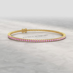 Ombre 3.24 Carats Natural Pink Sapphire Tennis Bracelet in 14K/18K White Gold