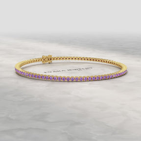 3.24 Carat Purple Amethyst Tennis Bracelet in 14K/18K Solid Gold