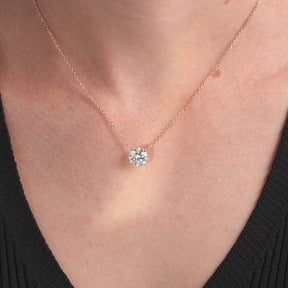 2 Carat Round Solitaire Diamond Pendant Necklace for Women