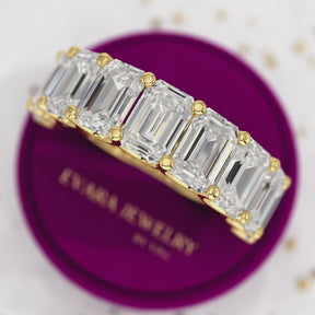 7 Carats Emerald Cut Diamond Minimalist Stacking Band