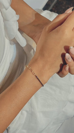 1.36 Carat Natural Blue Sapphire Paperclip 50-50 Tennis Bracelet