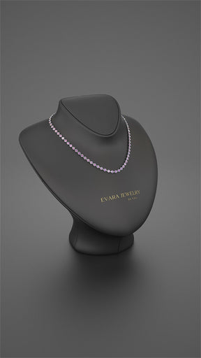 9.56 Carats Natural Pink Sapphire & Amethyst Custom Choker Necklace in 14K Gold