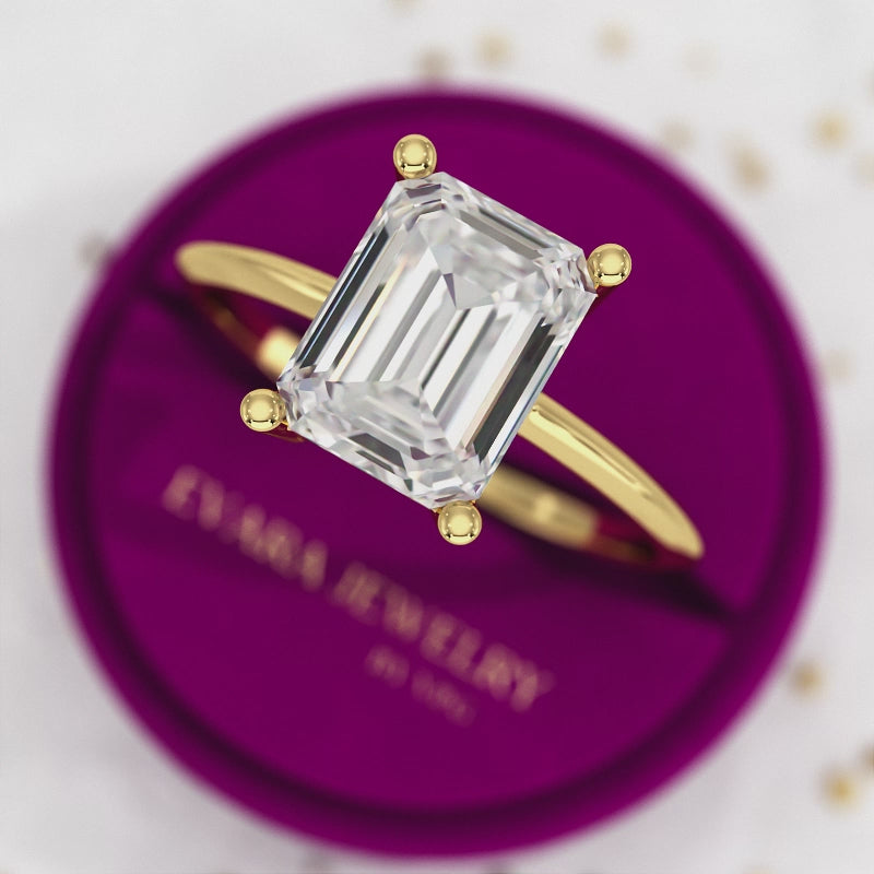 2 Carat Emerald Cut Diamond Knife Edge Solitaire Engagement Ring