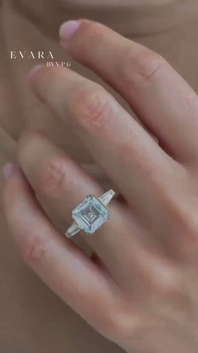 2 Carat Asscher Cut Three Stone Engagement Ring