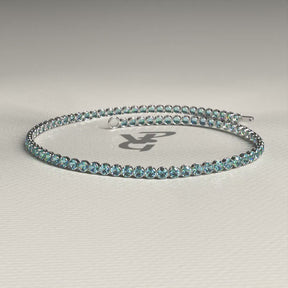 Aquamarine Tennis Bracelet in 14K/18K White Gold