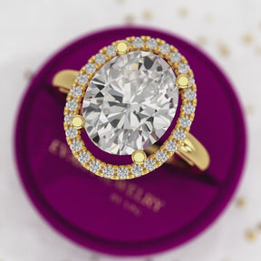 3 Carat Oval Lab Grown Diamond Halo Engagement Ring