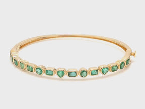 3 Carat Natural Emerald Bezel-Set Cuff Bangle – May Birthstone Bracelet