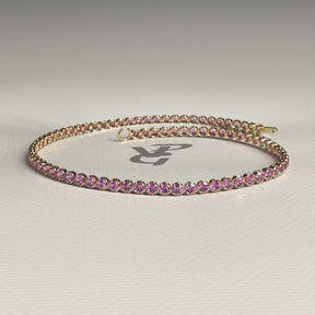 Natural Pink Sapphire Tennis Bracelet in 14K/18K Gold / September Birthstone Bracelet