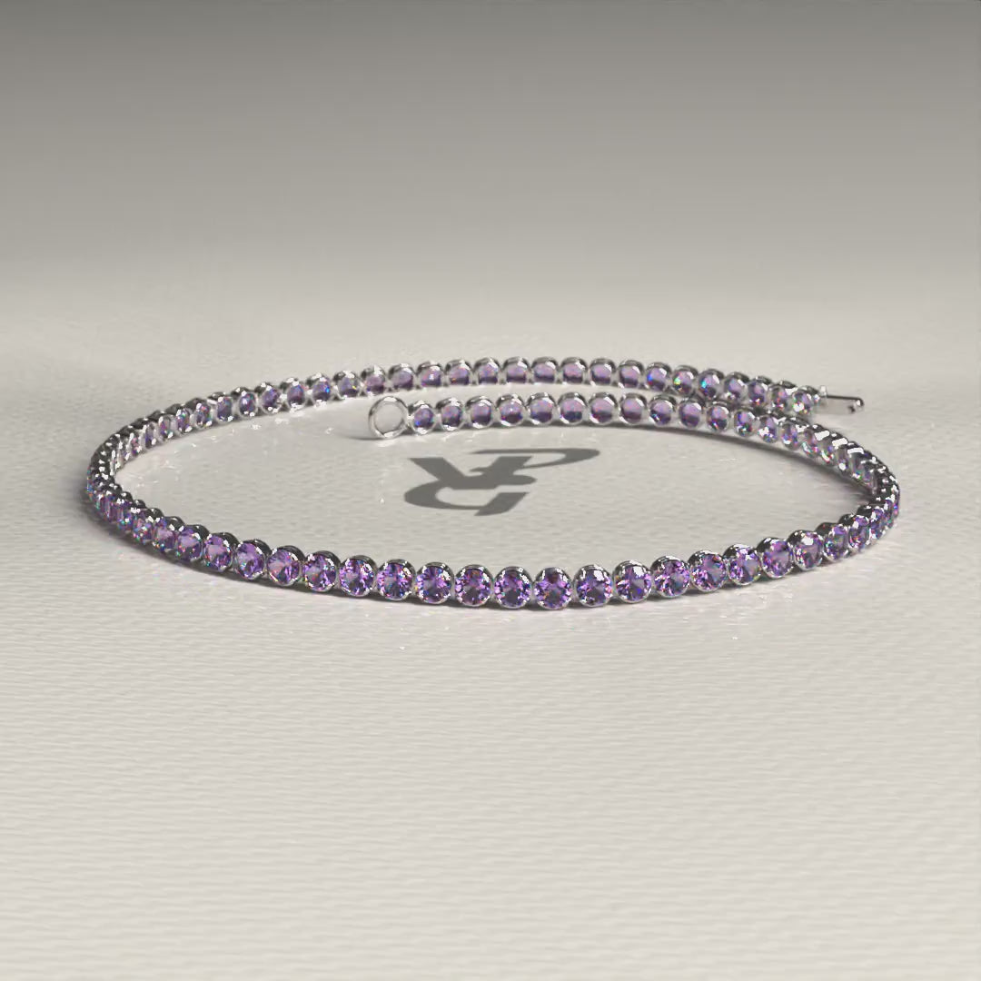 Amethyst Tennis Bracelet in 14K Gold / February Birthstone Bracelet / Purple Stacking Bracelet