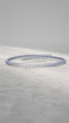 1.96 Carats Ombre Blue Sapphire Tennis Bracelet - Natural Sapphire in Solid 18K/14K Gold