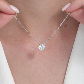 1.50 Carat Round Classic Diamond Pendant Necklace for Women