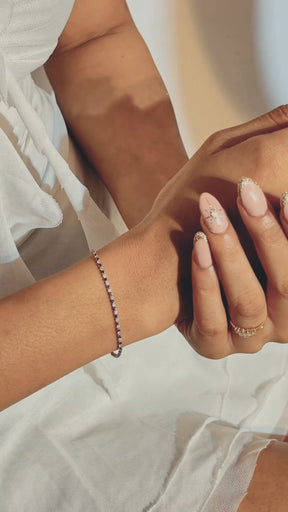 Natural Sapphire & Diamond Alternate Tennis Bracelet in 14K/18K Gold