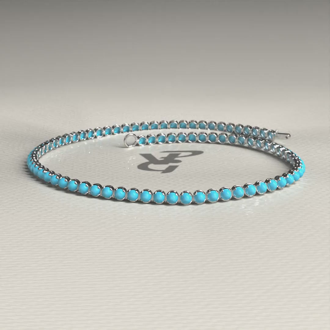 Turquoise Tennis Bracelet in 14K Gold