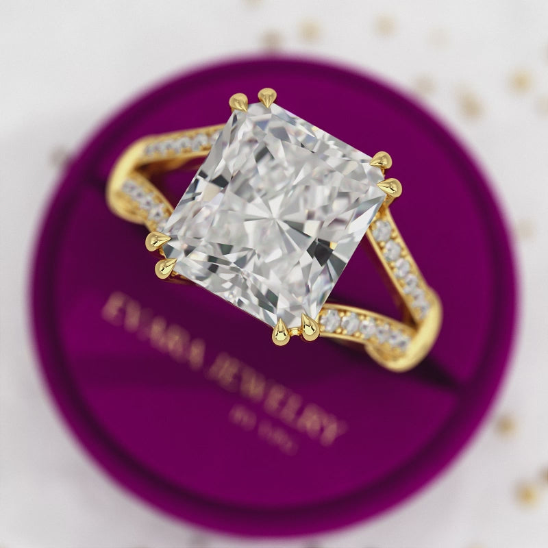 3 Carat Radiant Cut Lab Grown Diamond Split Shank Engagement Ring