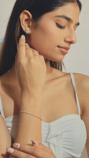 Pink Sapphire & Diamond Alternate Tennis Bracelet in 14K/18K White Gold