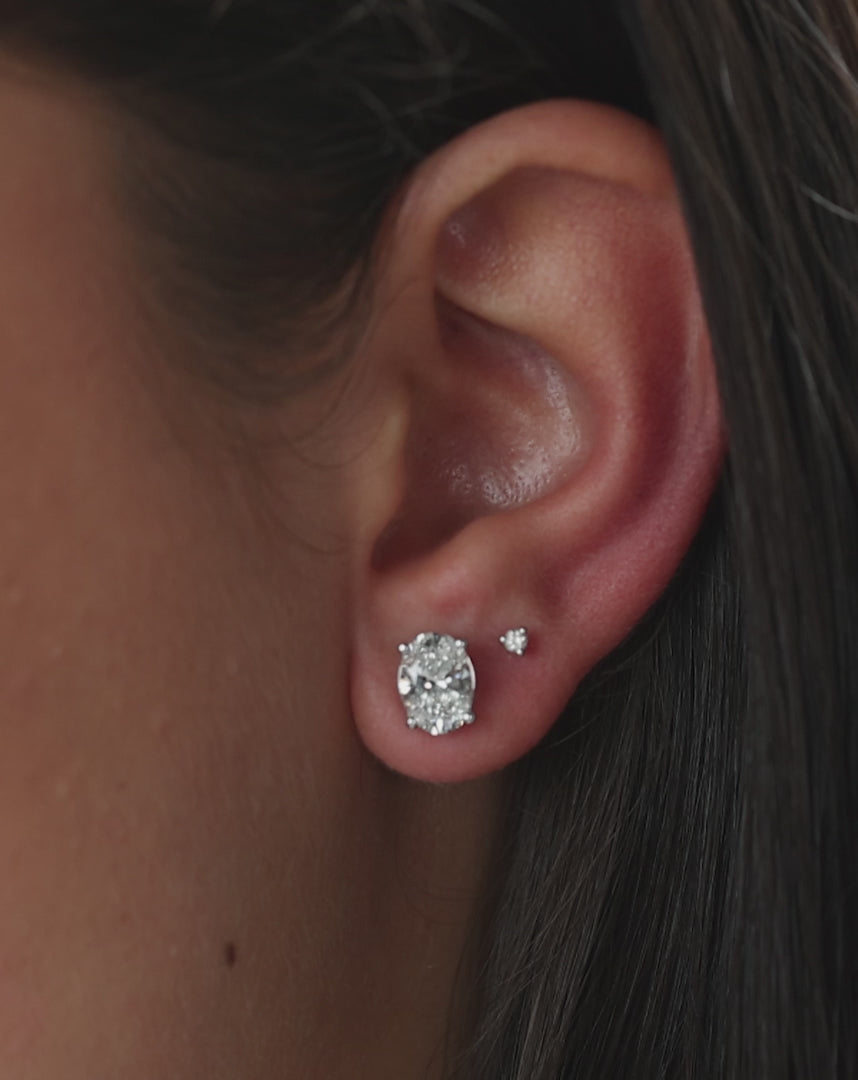 Oval Cut Lab Grown Diamond Stud Earrings: 4 Prong Set, Everyday Earrings