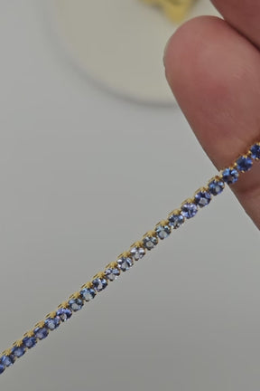 3.22 Carats Ombre Natural Blue Sapphire Tennis Bracelet in 14K/18K White Gold