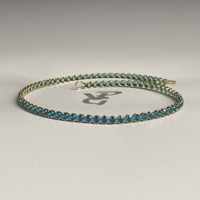 London Blue Topaz Tennis Bracelet in 14K White Gold / November Birthstone Bracelet