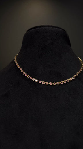 9.14 Carats Natural Pink Sapphire Choker Necklace in 14K Gold