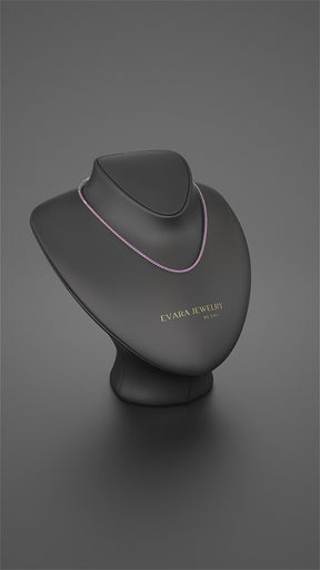 Natural Pink Sapphire Tennis Necklace in 14K/18K Gold
