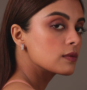 Baguette & Round Diamond Hoop Earrings