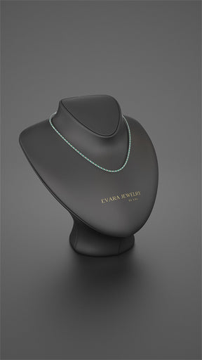 Natural Emerald & Diamond Alternate Tennis Necklace in 14K/18K Gold