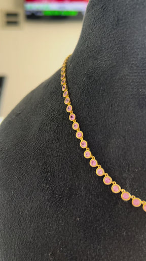 9.14 Carats Natural Pink Sapphire Choker Necklace in 14K Gold