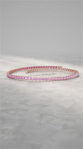 2.01 Carats Ombre Pink Sapphire Tennis Bracelet - Natural Sapphire Bracelet in Solid 18K/14K Gold