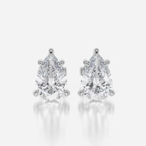 Pear Cut Lab Grown Diamond Stud Earrings: Solitaire Studs, Statement Earrings
