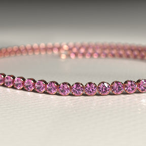 Natural Pink Sapphire Tennis Bracelet in 14K/18K Gold / September Birthstone Bracelet