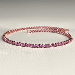 Natural Pink Sapphire Tennis Bracelet in 14K/18K Gold / September Birthstone Bracelet