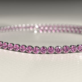 Natural Pink Sapphire Tennis Bracelet in 14K/18K Gold / September Birthstone Bracelet