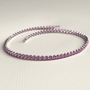 Natural Pink Sapphire Tennis Bracelet in 14K/18K Gold / September Birthstone Bracelet