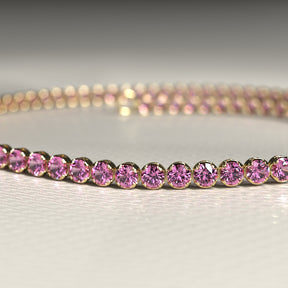 Natural Pink Sapphire Tennis Bracelet in 14K/18K Gold / September Birthstone Bracelet