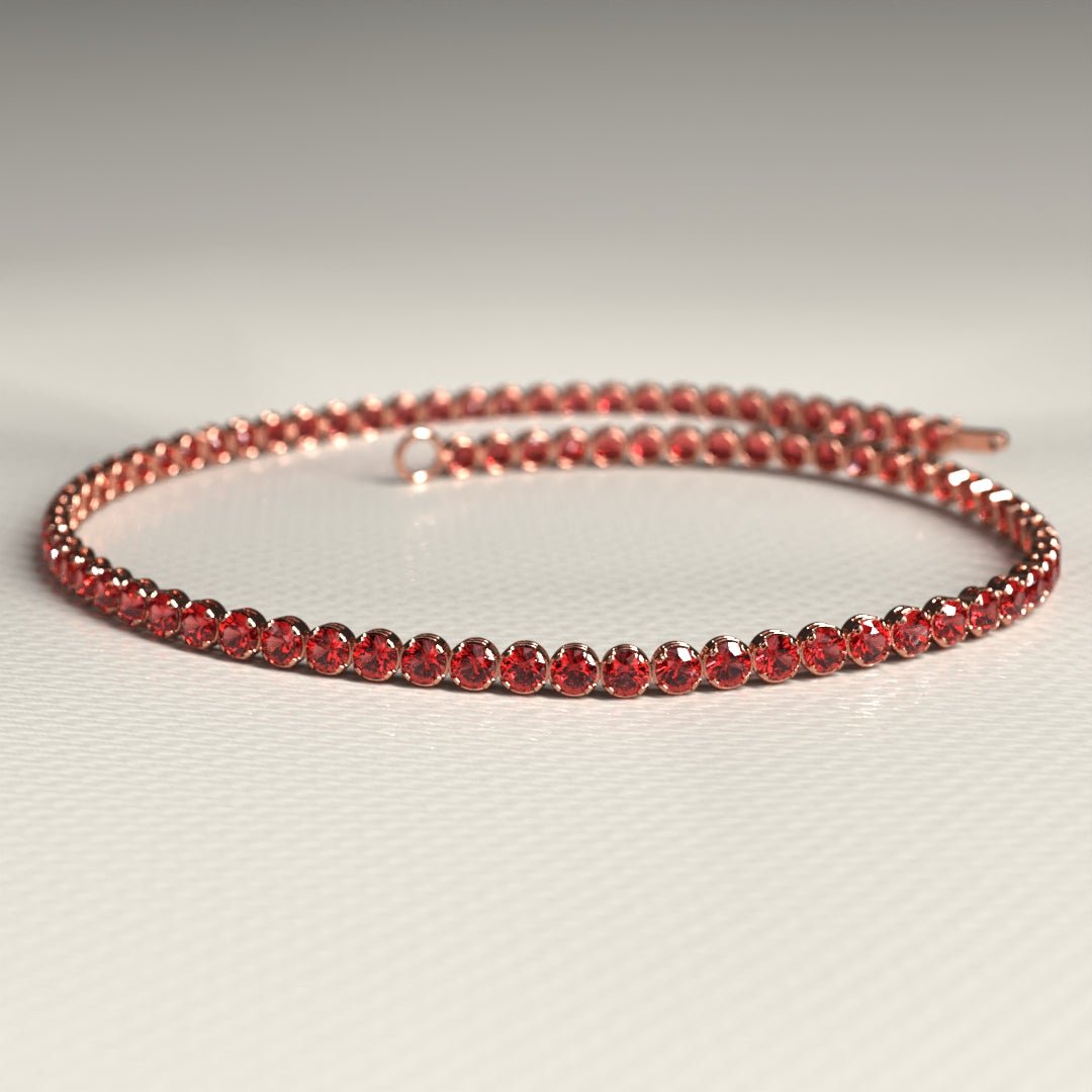 Red Garnet Tennis Bracelet in 14K/18K Solid Gold - Evara Jewelry LLC