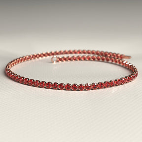 Red Garnet Tennis Bracelet in 14K/18K Solid Gold - Evara Jewelry LLC
