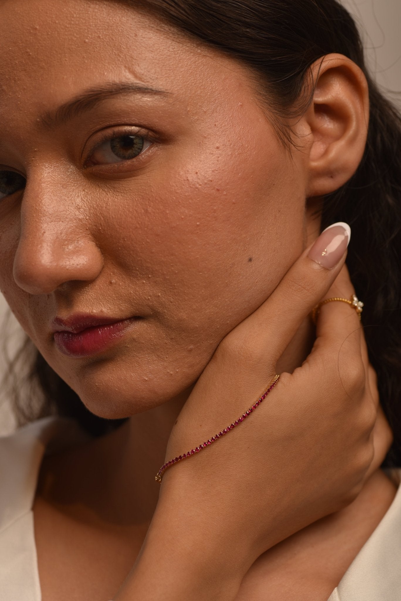 Red Garnet Tennis Bracelet in 14K/18K Solid Gold - Evara Jewelry LLC