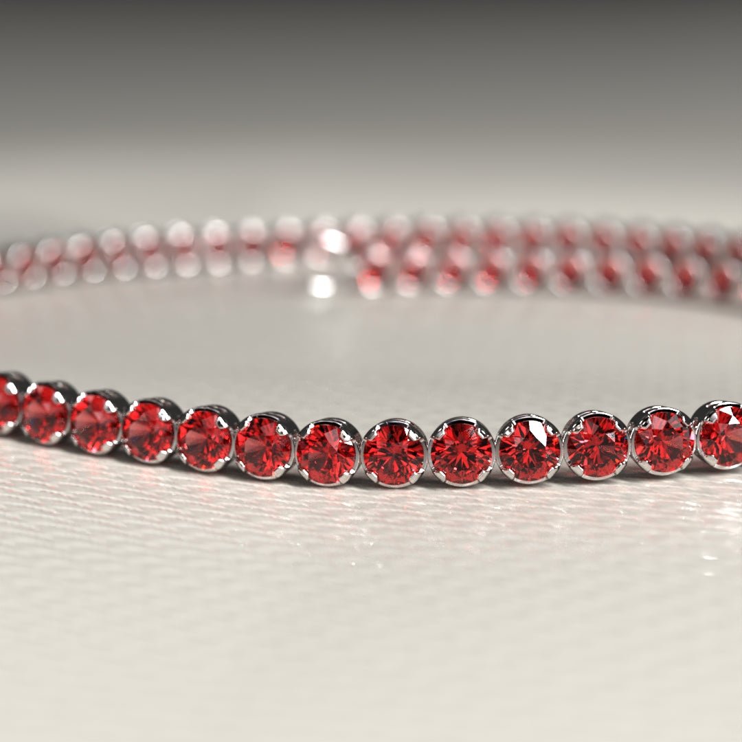 Red Garnet Tennis Bracelet in 14K/18K Solid Gold - Evara Jewelry LLC