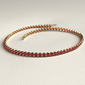 Red Garnet Tennis Bracelet in 14K/18K Solid Gold - Evara Jewelry LLC