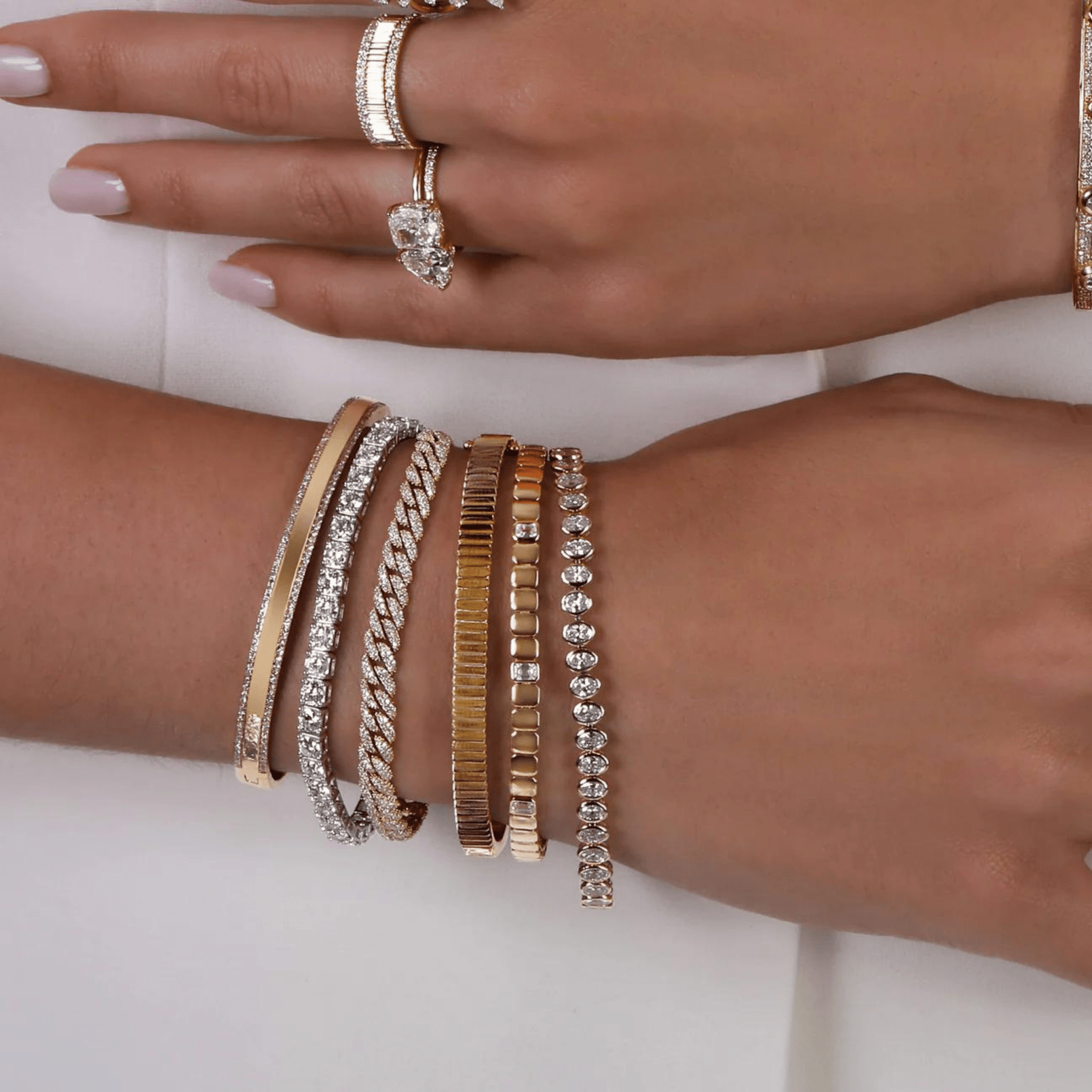 Ribbed Pattern Cuff Bangle in Solid Gold - Evara Jewelry LLC