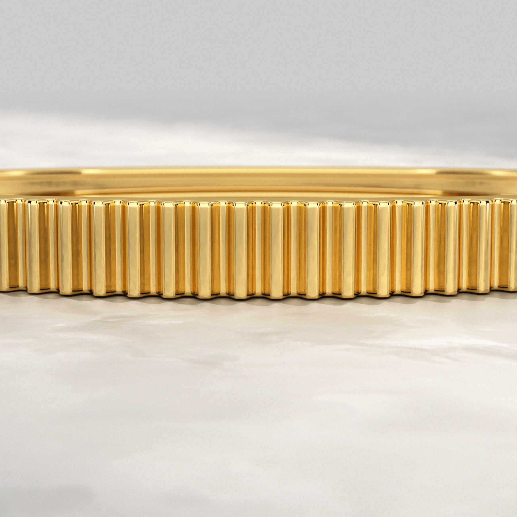 Ribbed Pattern Cuff Bangle in Solid Gold - Evara Jewelry LLC