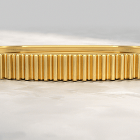Ribbed Pattern Cuff Bangle in Solid Gold - Evara Jewelry LLC