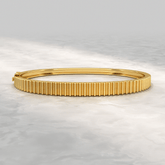 Ribbed Pattern Cuff Bangle in Solid Gold - Evara Jewelry LLC