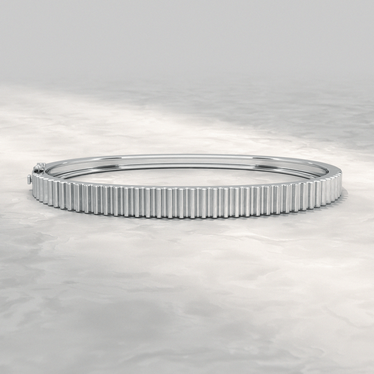 Ribbed Pattern Cuff Bangle in Solid Gold - Evara Jewelry LLC