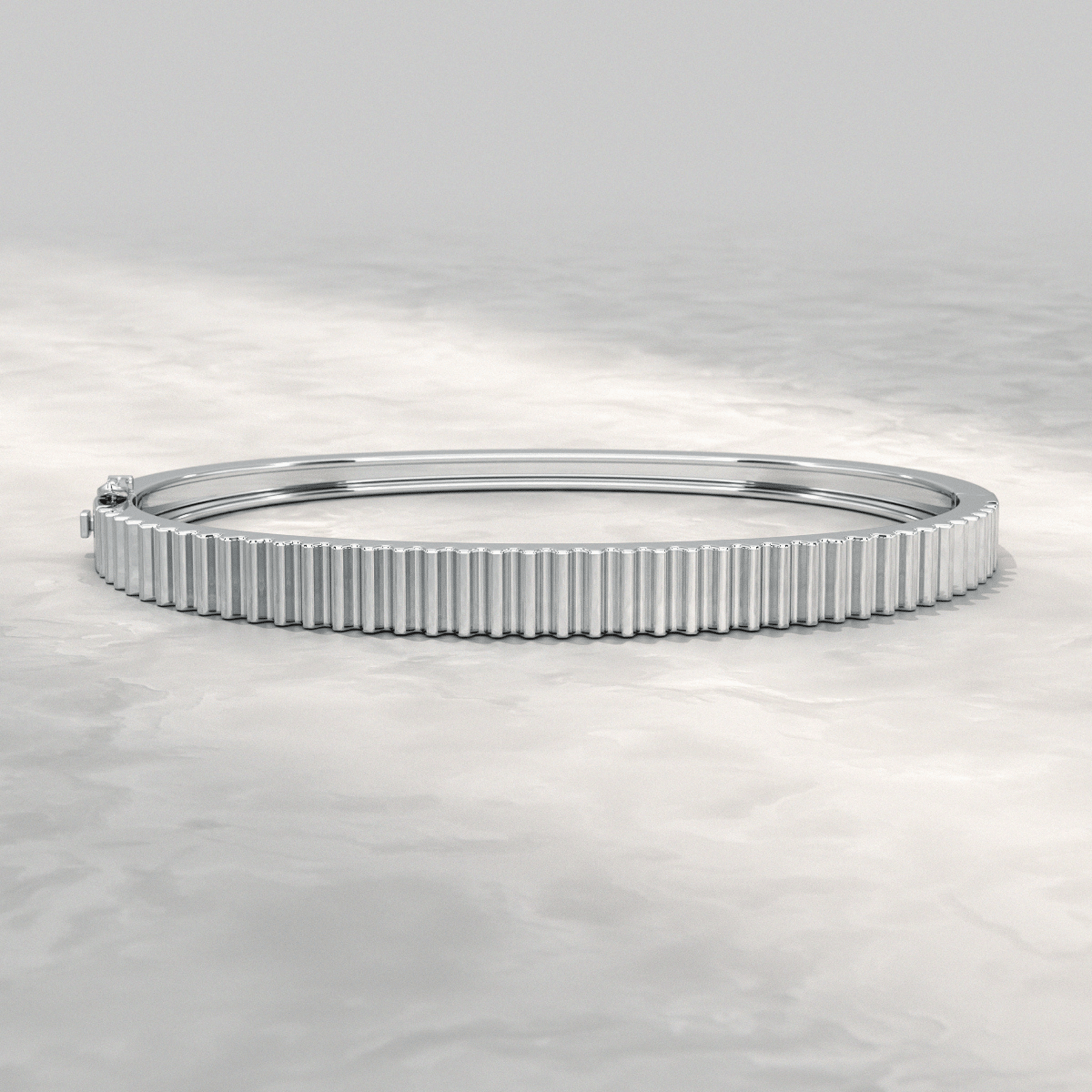 Ribbed Pattern Cuff Bangle in Solid Gold - Evara Jewelry LLC