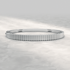 Ribbed Pattern Cuff Bangle in Solid Gold - Evara Jewelry LLC