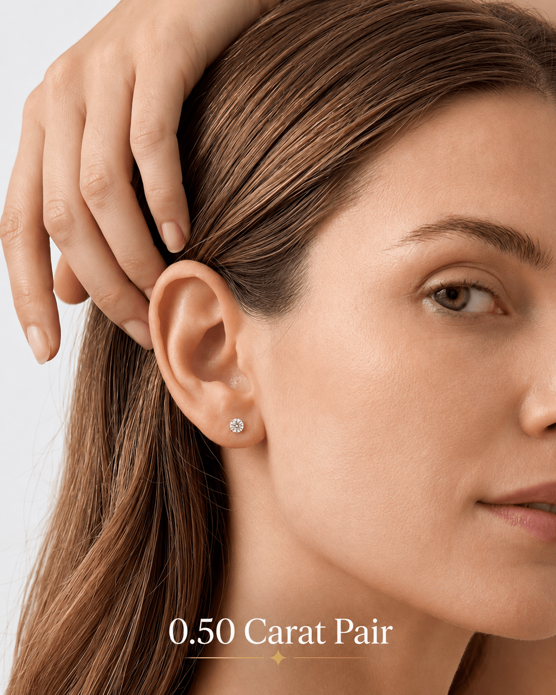 Round Cut Lab Grown Diamond Stud Earrings: 4 Prong Set, Push Back - Evara Jewelry LLC