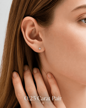 Round Cut Lab Grown Diamond Stud Earrings: 4 Prong Set, Push Back - Evara Jewelry LLC